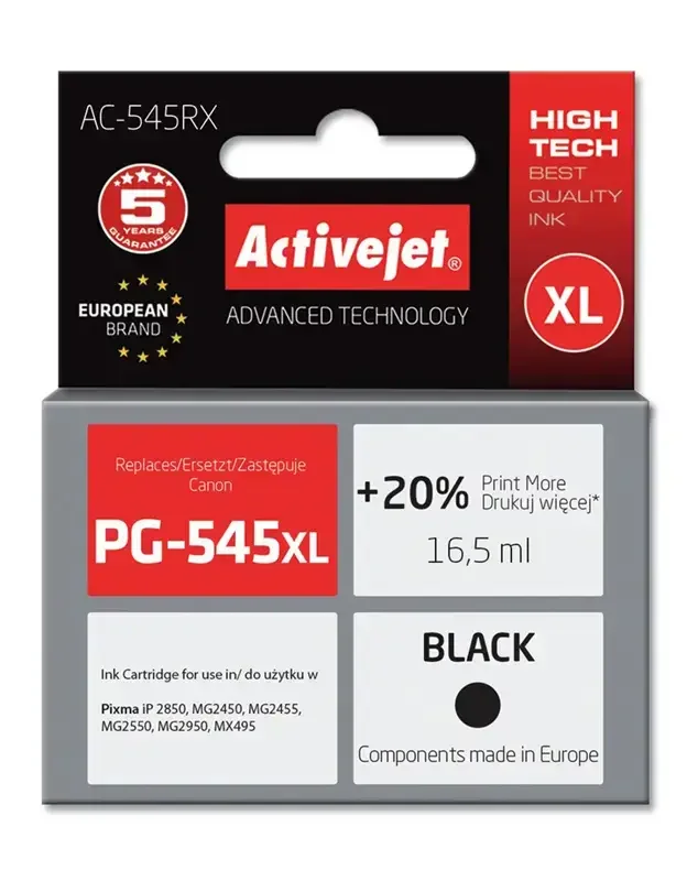 Φωτογραφία προϊόντος: Activejet Συμβατό μελάνι Canon Pg-545xl black