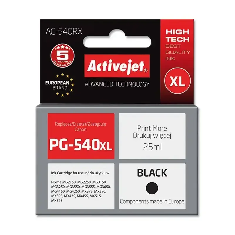 Φωτογραφία προϊόντος: Activejet Συμβατό μελάνι Canon PG-540xl Black