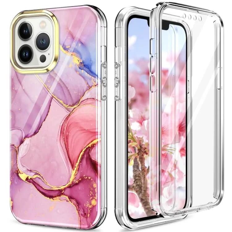 Φωτογραφία προϊόντος: iPhone 13 Pro Max Full Body 360 Case Marble Luxury Pink