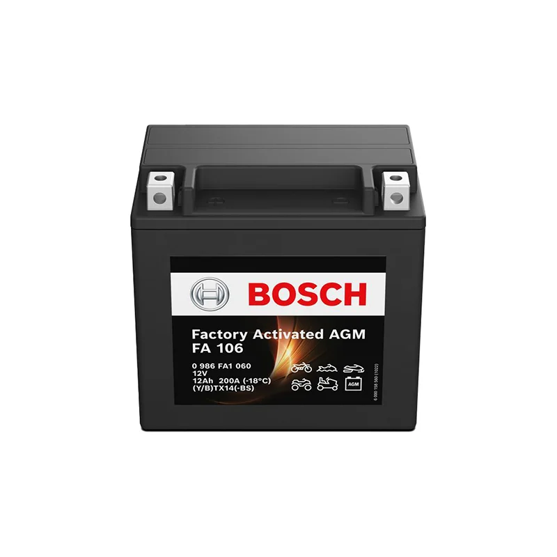 Φωτογραφία προϊόντος: Bosch FA106 AGM Μπαταρία Μοτοσυκλέτας 12V 12Ah 200A (0986FA1060) – YTX14-BS A+