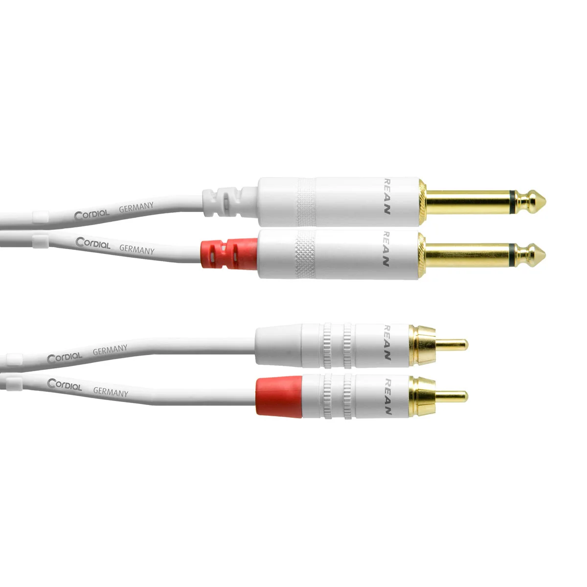 Φωτογραφία προϊόντος: Cordial CFU 0.9 PC Snow - Καλώδιο 2 x RCA - 2 x Jack Mono 6.3 mm 0.9 μέτρα