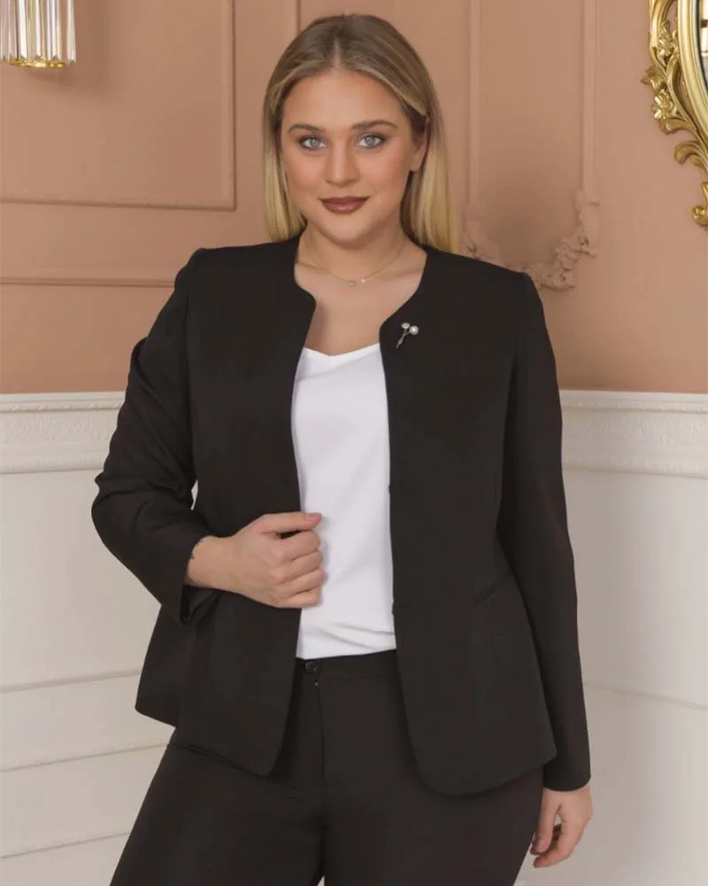 Φωτογραφία προϊόντος: SOU RUSS γυναικείο σακάκι bigsize 5% λυκρα, 95% πολυεστερ