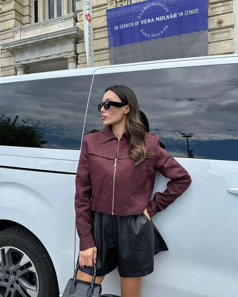 Φωτογραφία προϊόντος: SOU VALKA γυναίκειο crop τζακετ μπορντό 50% βαμβακερό, 50% πολυεστερ