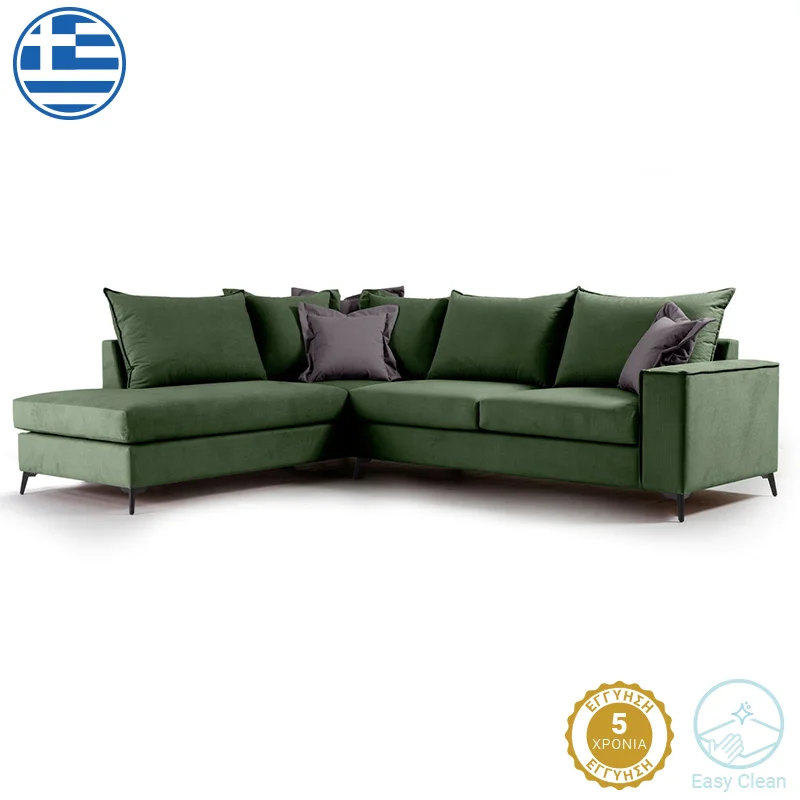 Φωτογραφία προϊόντος: Γωνιακός καναπές δεξιά γωνία Romantic pakoworld ύφασμα κυπαρισσί-ανθρακί 290x235x95εκ