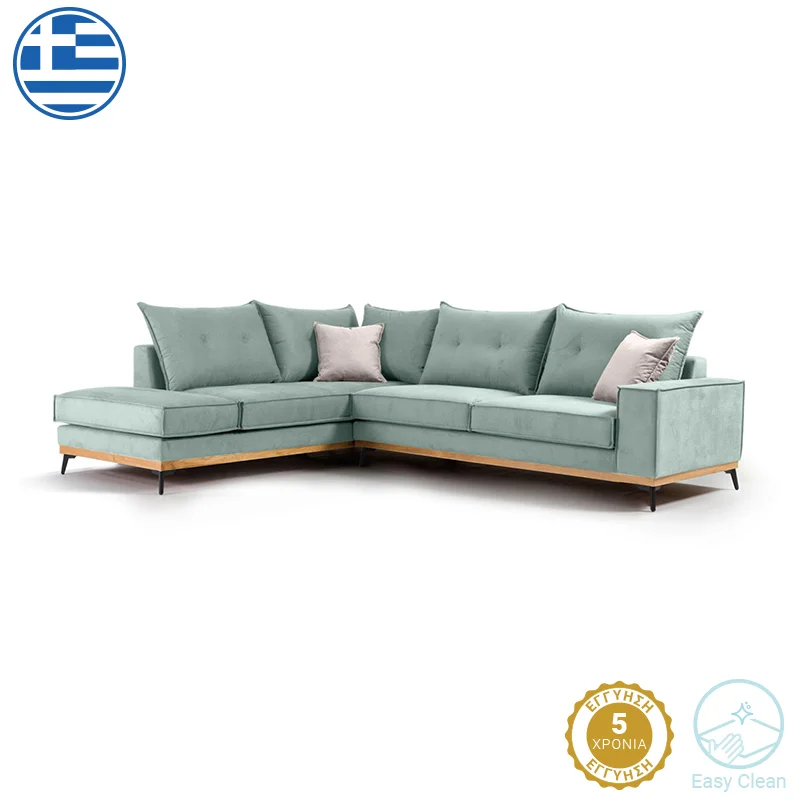 Φωτογραφία προϊόντος: Γωνιακός καναπές δεξιά γωνία Luxury II pakoworld ύφασμα ciel-cream 290x235x95εκ