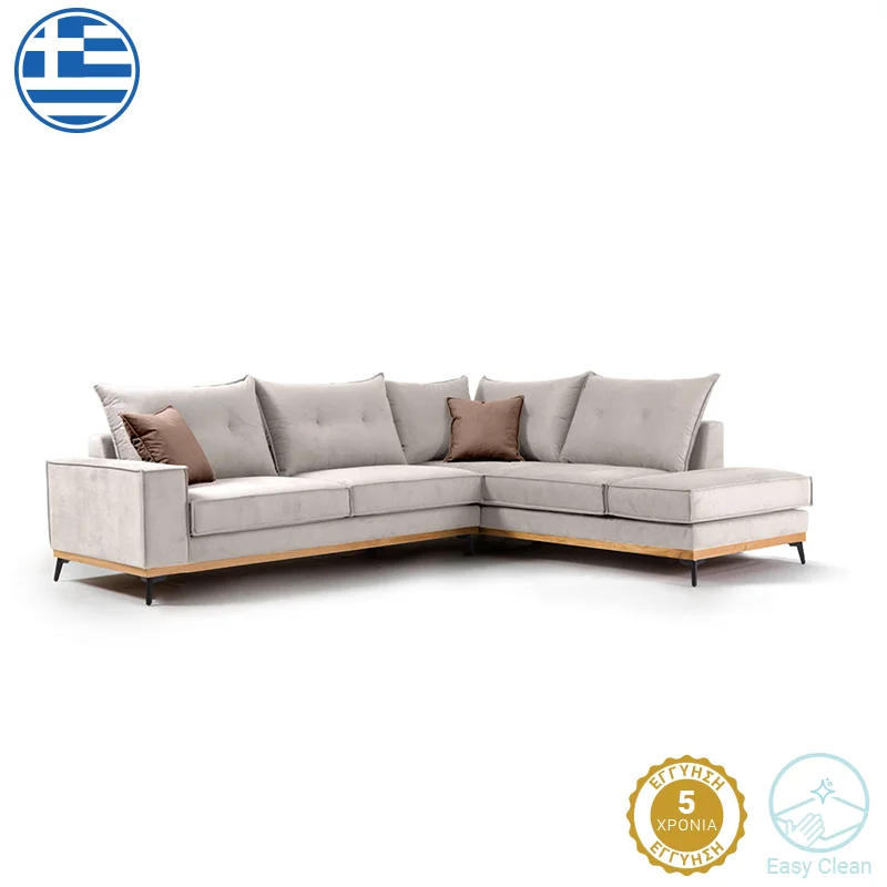 Φωτογραφία προϊόντος: Γωνιακός καναπές αριστερή γωνία Luxury II pakoworld ύφασμα cream-mocha 290x235x95εκ