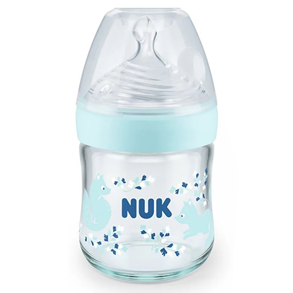 Φωτογραφία προϊόντος: Μπιμπερό Nuk Γυάλινο Nature Sense με Θηλή Σιλικόνης 120ml Σιελ