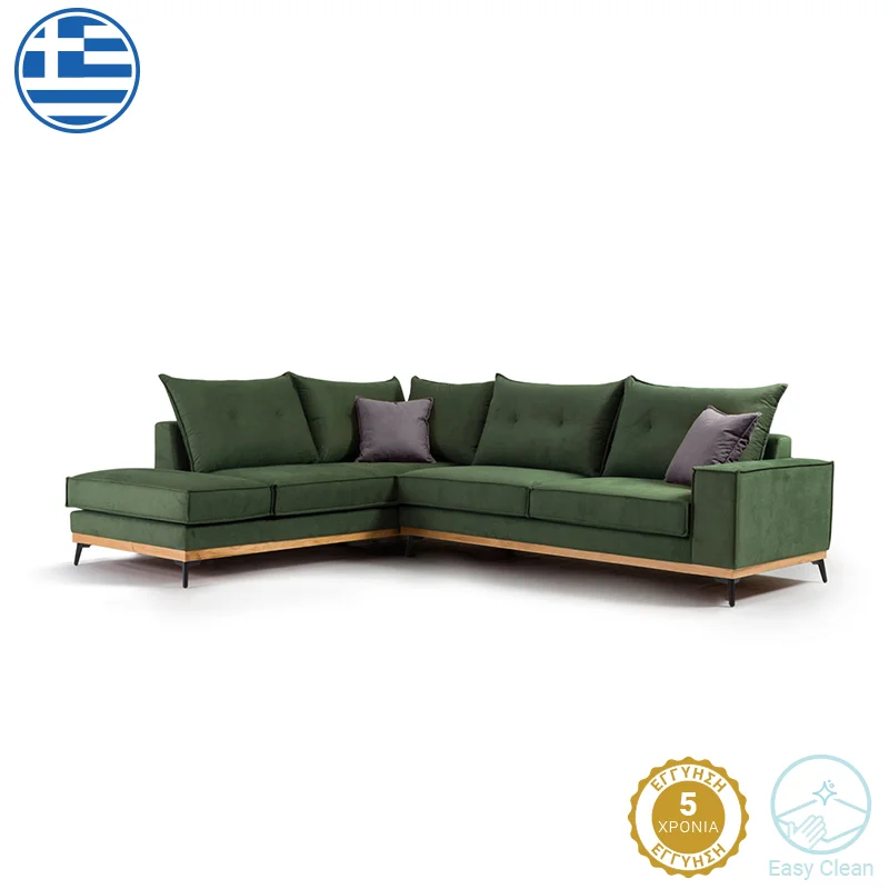 Φωτογραφία προϊόντος: Γωνιακός καναπές δεξιά γωνία Luxury II pakoworld ύφασμα κυπαρισσί-ανθρακί 290x235x95εκ