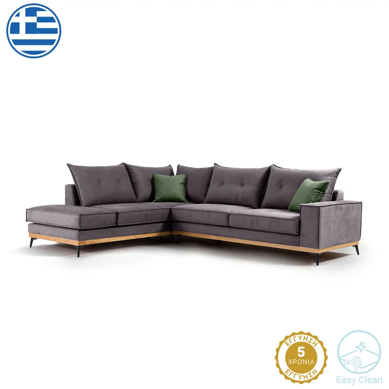 Φωτογραφία προϊόντος: Γωνιακός καναπές δεξιά γωνία Luxury II pakoworld ύφασμα ανθρακί-κυπαρισσί 290x235x95εκ