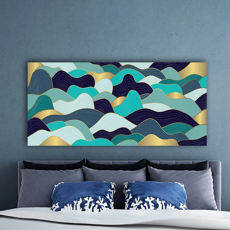 Φωτογραφία προϊόντος: Πίνακας σε καμβά Blue and Gold waves