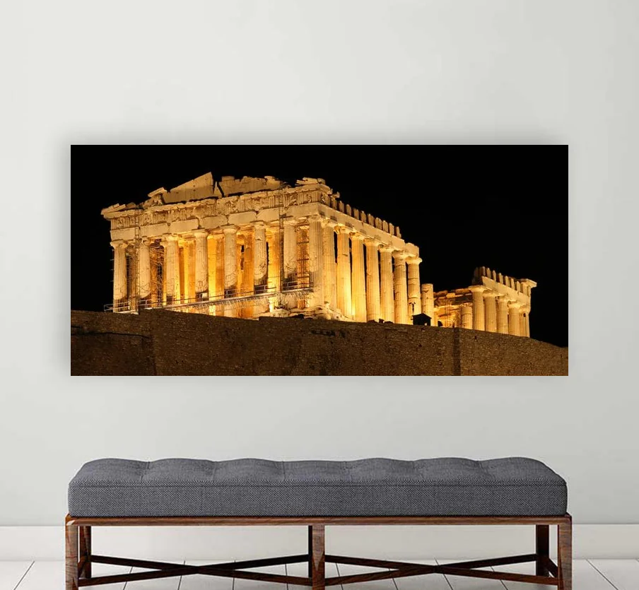 Φωτογραφία προϊόντος: Πίνακας σε καμβά Ακρόπολη το βράδυ με φώτα, πανοραμικός