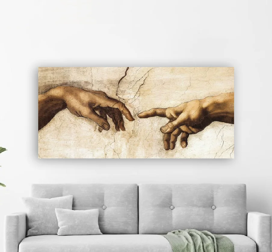 Φωτογραφία προϊόντος: Πίνακας σε καμβά The creation of Adam Michelangelo, πανοραμικός