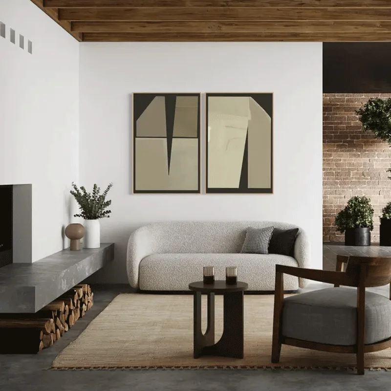 Φωτογραφία προϊόντος: Πίνακας σε καμβά Geometric shapes black beige δίπτυχος