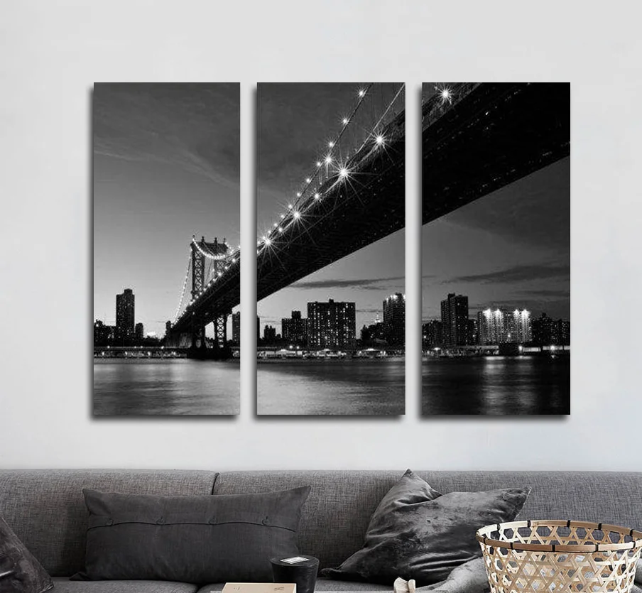 Φωτογραφία προϊόντος: Πίνακας σε καμβά Manhattan Bridge τρίπτυχος