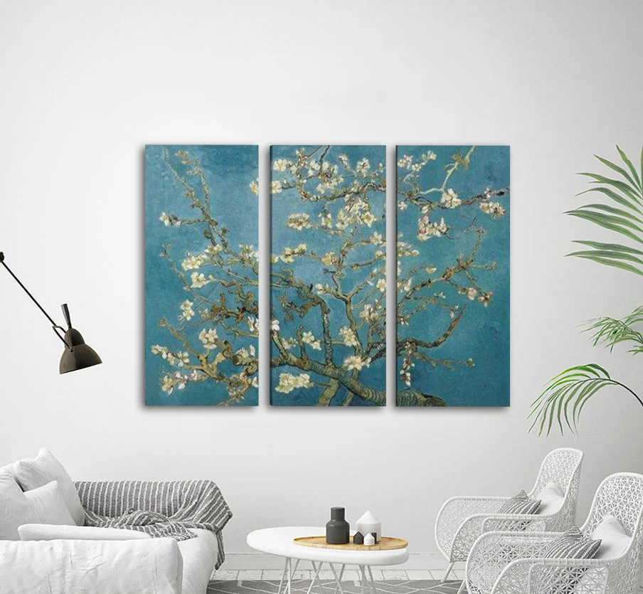 Φωτογραφία προϊόντος: Πίνακας σε καμβά Blossoming almond tree Van Gogh τρίπτυχος