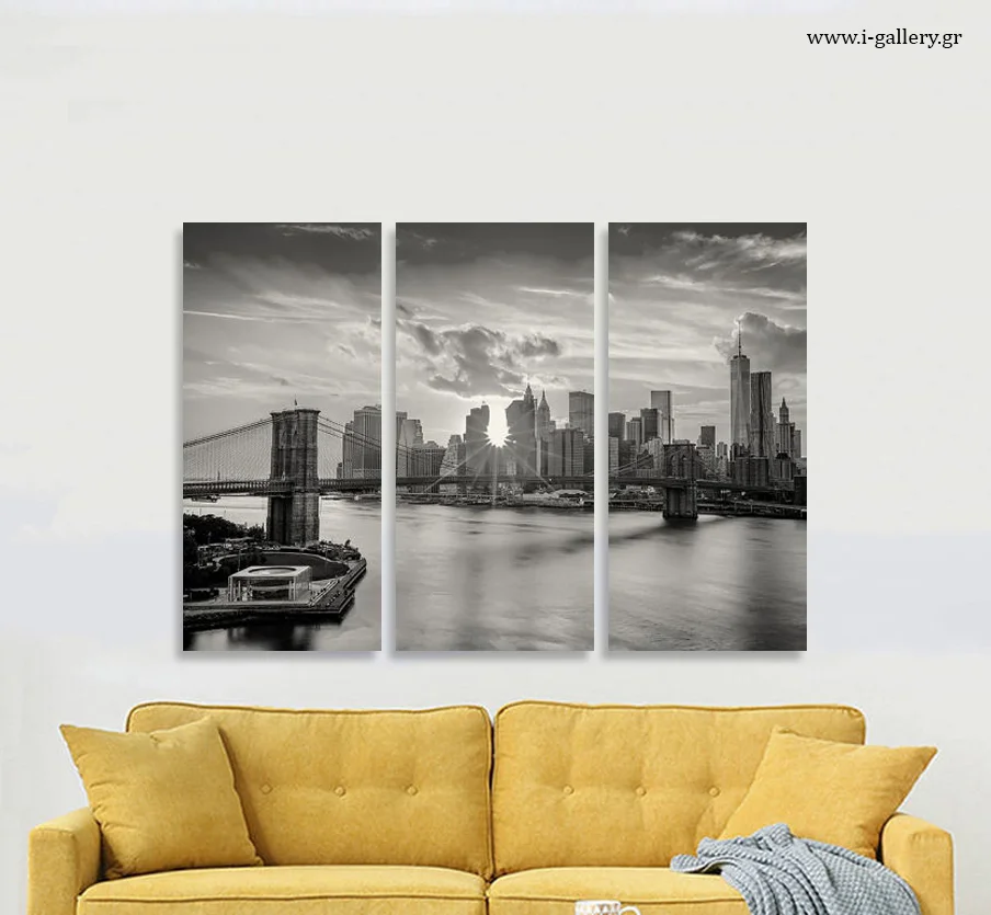 Φωτογραφία προϊόντος: Πίνακας σε καμβά Brooklyn bridge NYC τρίπτυχος