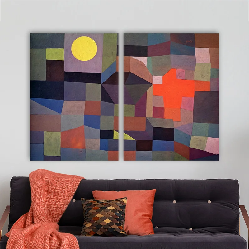 Φωτογραφία προϊόντος: Πίνακας σε καμβά Fire at full moon Paul Klee δίπτυχος