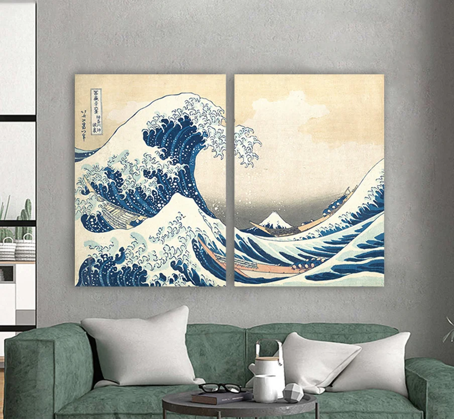 Φωτογραφία προϊόντος: Πίνακας σε καμβά The great wave off Kanagawa δίπτυχος