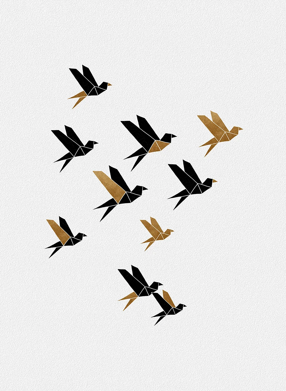 Φωτογραφία προϊόντος: Πίνακας σε καμβά Origami Birds Typography