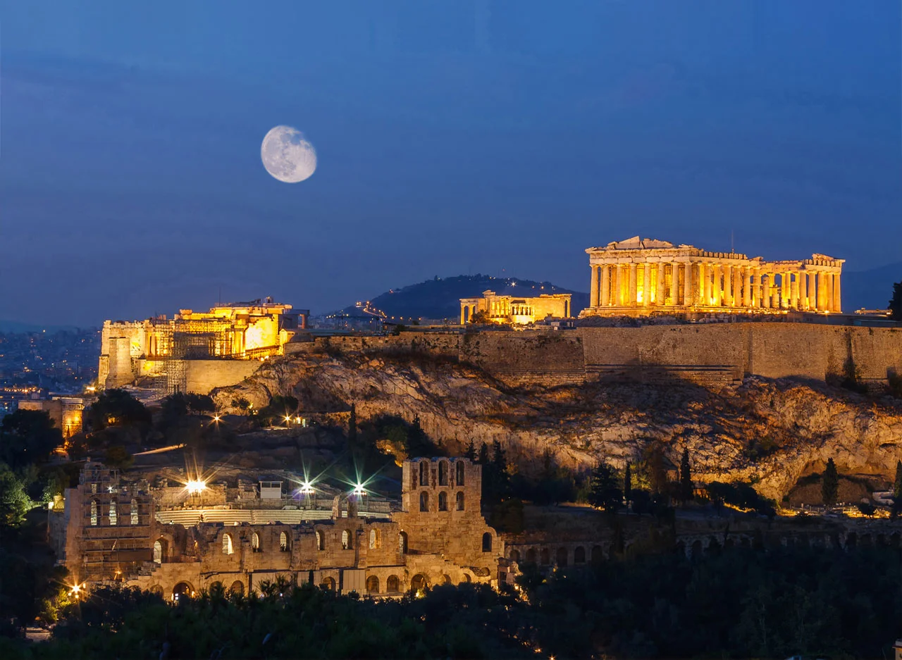 Φωτογραφία προϊόντος: Πίνακας σε καμβά Αθηνά Ακρόπολη την νύκτα
