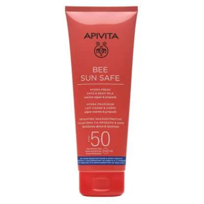 Φωτογραφία προϊόντος: Apivita Bee Sun Safe Hydra Fresh Face Body Milk SPF50 - Ενυδατικό Αντηλιακό Γαλάκτωμα για Πρόσωπο +Σώμα, 200ml