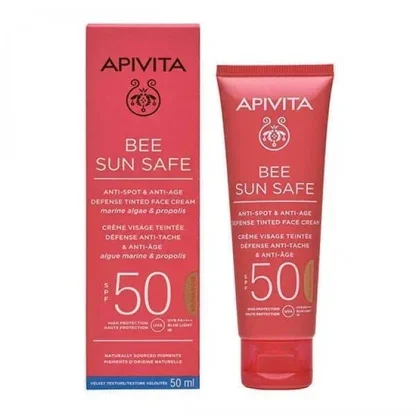 Φωτογραφία προϊόντος: Apivita Bee Sun Safe (Αντηλιακή Κρέμα Προσώπου κατά των Πανάδων + των Ρυτίδων με Χρώμα Golden ) SPF50 50ml