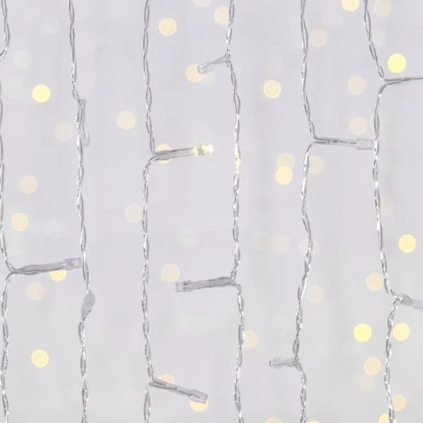 Φωτογραφία προϊόντος: Eurolamp 240 Λαμπάκια LED Θερμό Λευκό 5mm Επεκτάσιμα , Κουρτίνα, Διαφανές Καλώδιο Ρεύματος 200x100cm (600-11378)