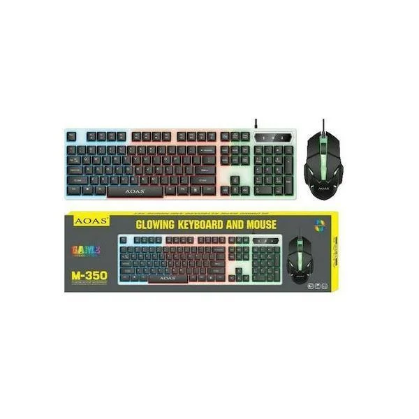 Φωτογραφία προϊόντος: OEM AOAS M-350 Σετ Gaming Πληκτρολόγιο με RGB φωτισμό & Ποντίκι (Αγγλικό US)