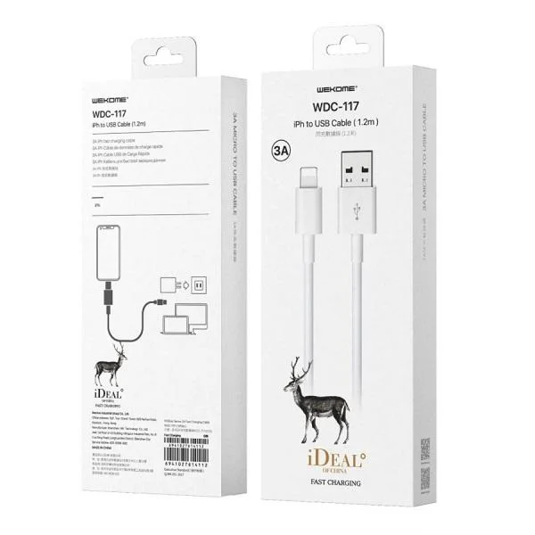Φωτογραφία προϊόντος: OEM WK WDC-117 USB to Lightning Cable Λευκό 1.2m
