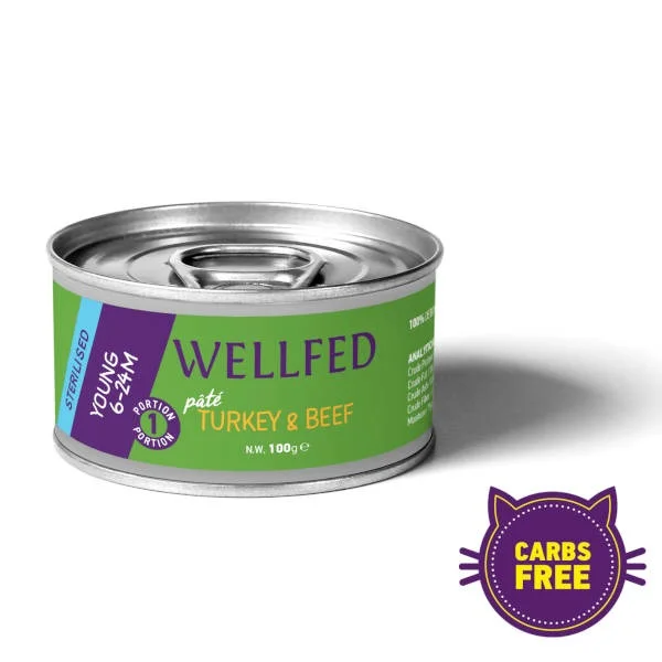 Φωτογραφία προϊόντος: Pet Interest Wellfed Young Sterilised Turkey +amp; Beef - Νεαρά Στειρωμένα Γαλοπούλα +amp; Μοσχάρι (6άδα)