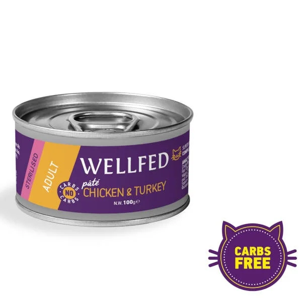 Φωτογραφία προϊόντος: Pet Interest Wellfed Sterilised Chicken +amp; Turkey Pate Grain Free (Κοτόπουλο – Γαλοπούλα) 6x100gr