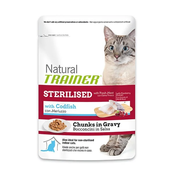 Φωτογραφία προϊόντος: Natural Trainer Sterilised With Codfish Chunks In Gravy - Μπακαλιάρος Σε Σάλτσα 85gr