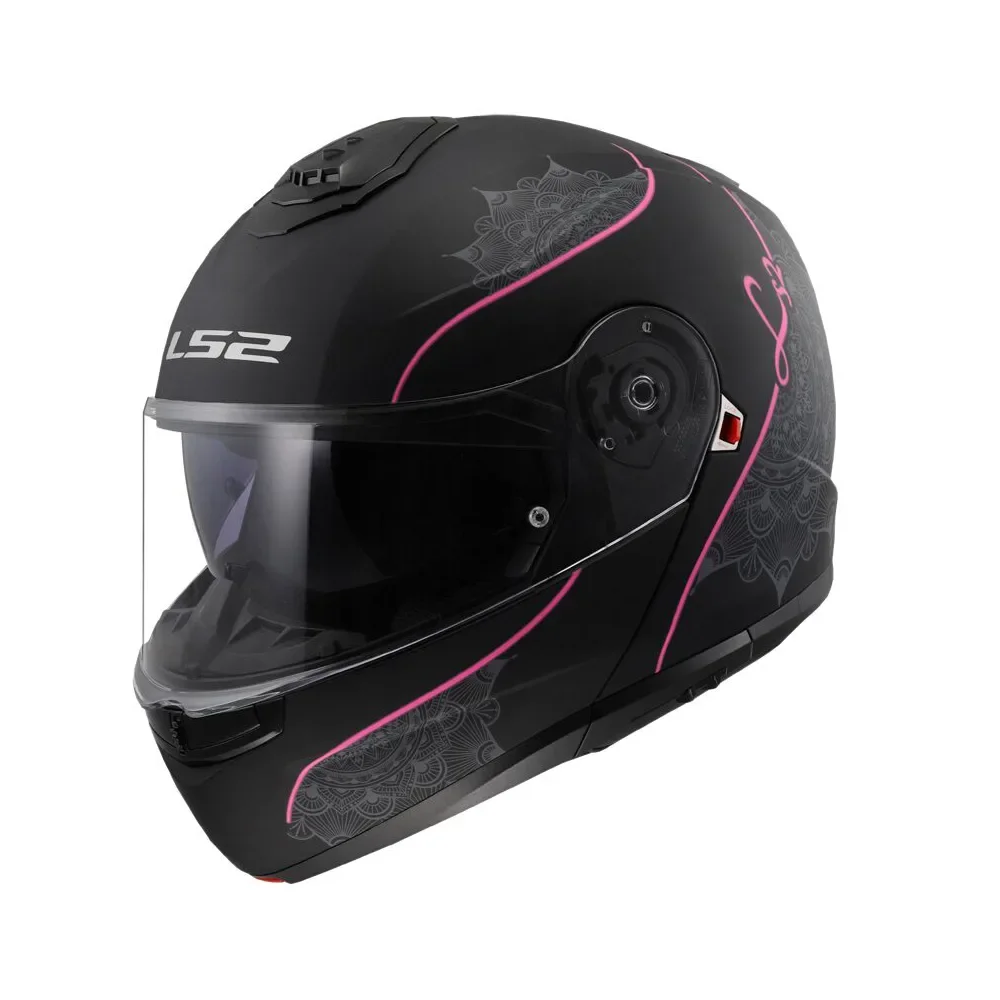 Φωτογραφία προϊόντος: ΚΡΑΝΟΣ FLIP-UP STROBE II FF908 LUX MATT BLACK PINK ECE 22.06 | LS2
