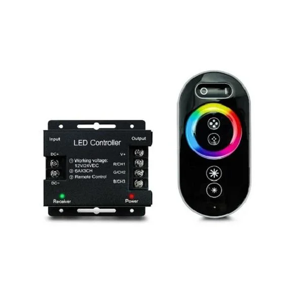 Φωτογραφία προϊόντος: OEM Controller για Ταινίες LED RGB 12/24VDC 216W/432W με Τηλεχειριστήριο Αφής ZY-2430
