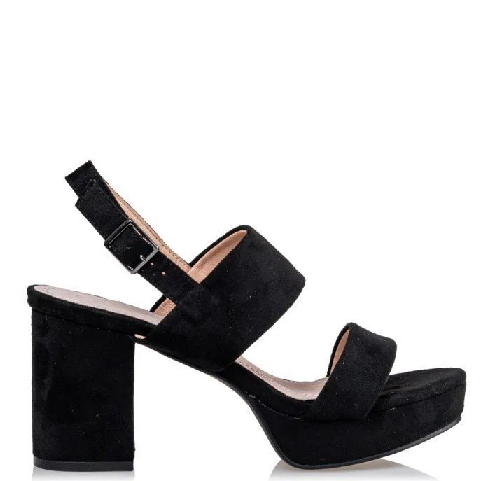 Φωτογραφία προϊόντος: MISSNV Envie Shoes Γυναικεία Πέδιλα με Χοντρό Ψηλό Τακούνι σε Μαύρο Χρώμα V76-11239