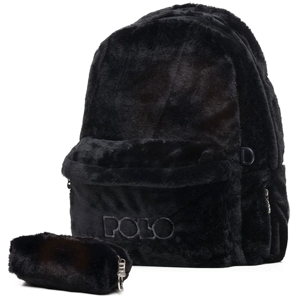 Φωτογραφία προϊόντος: Polo Mini Fur Σακίδια σε διάφορα χρώματα με δώρο γούνινο πορτοφολάκι Μαύρο
