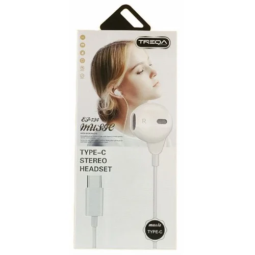 Φωτογραφία προϊόντος: Ακουστικά Handsfree TREQA EP-734 Type-C Κωδ.44070 Λευκό