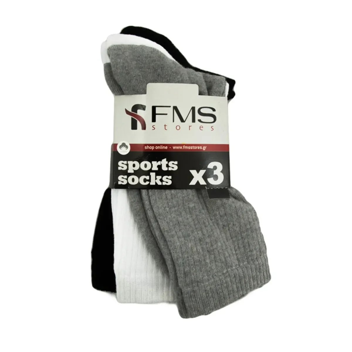 Φωτογραφία προϊόντος: FMS Unisex Κάλτσες Sports - Τριπλό Πακέτο, Χρώμα Λευκό/Λευκό/Λευκό