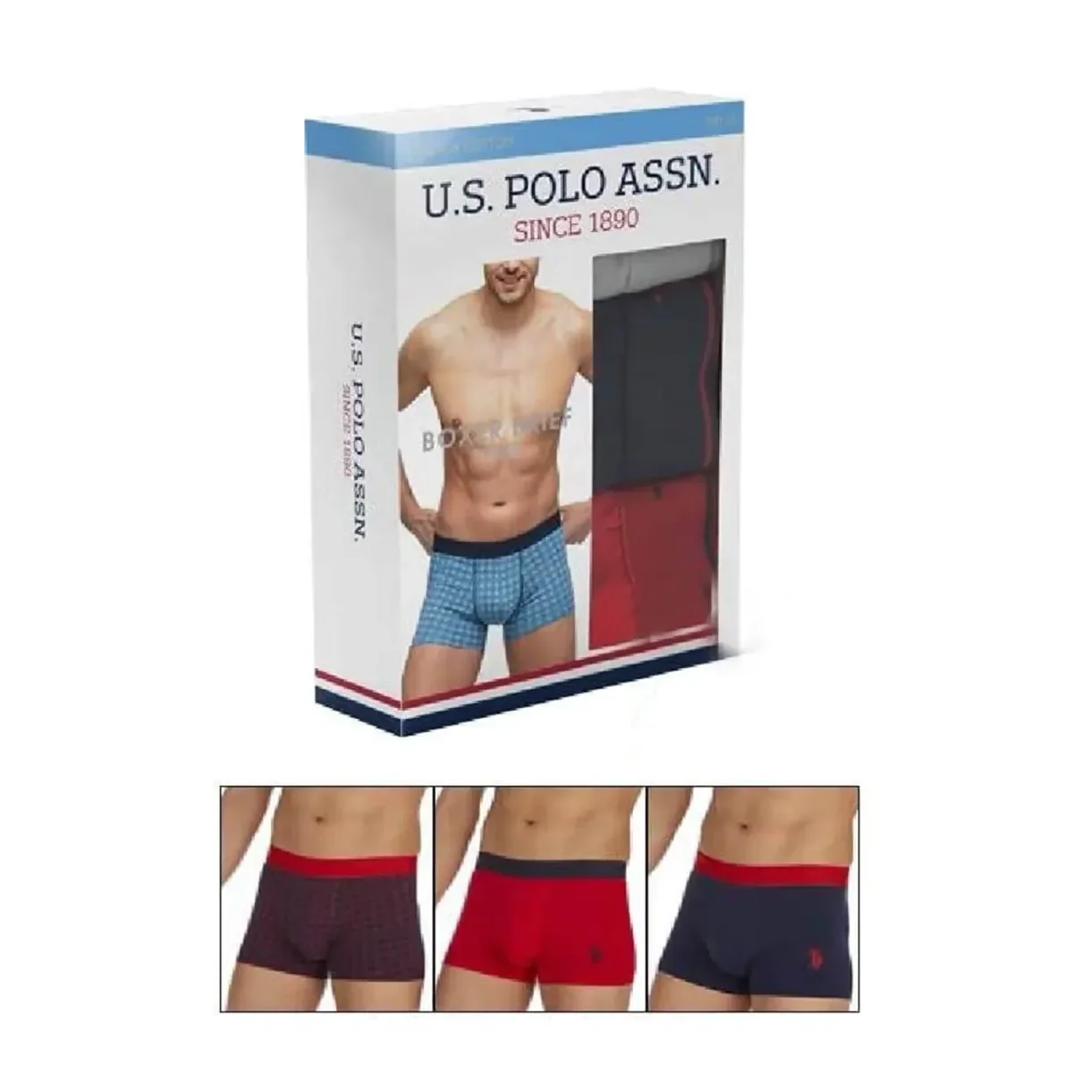 Φωτογραφία προϊόντος: U.S. Polo ASSN. Ανδρικό Boxer Stretch Cross - Τριπλό Πακέτο, Χρώμα Σκ.Μπλε-Κόκκινο