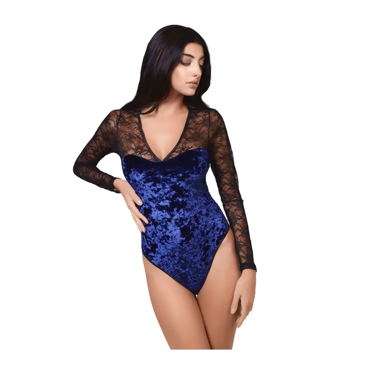 Φωτογραφία προϊόντος: Milena Body Bikini Βελούδο με Δαντέλα, Χρώμα Μπλε