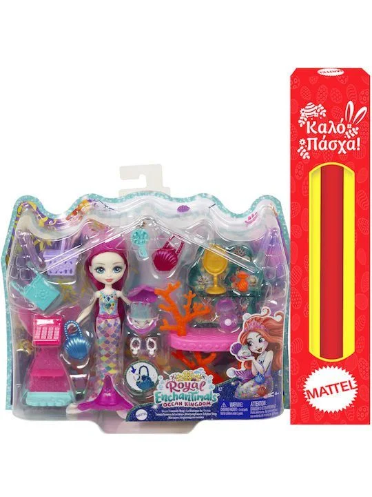 Φωτογραφία προϊόντος: Enchantimals Γοργόνα Ocean Kingdom Ocean Treasures Shop Doll And Accessories και δώρο λαμπάδα