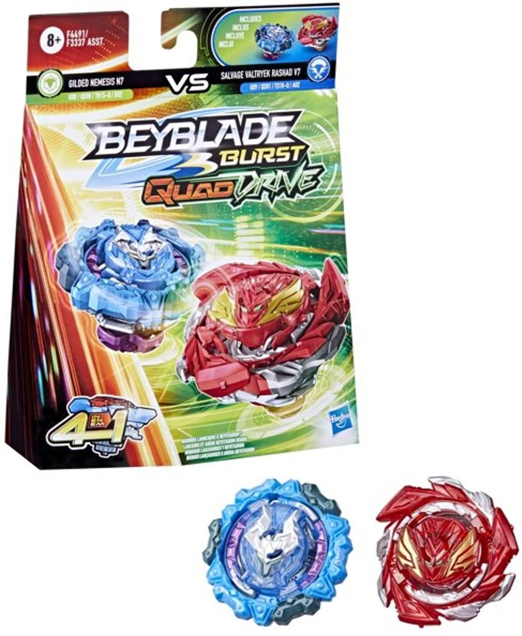 Φωτογραφία προϊόντος: Hasbro Beyblade Burst Quad Drive Dual Pack Glided Nemesis N7 Salvage Valt R V7 (F4491)