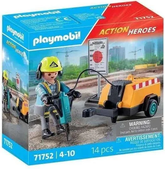 Φωτογραφία προϊόντος: Playmobil Action Heroes Εργάτης με Κομπρεσέρ για 4-10 ετών