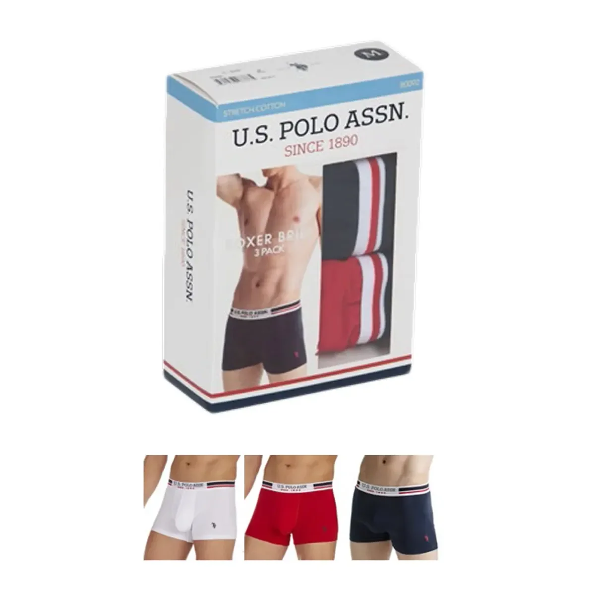 Φωτογραφία προϊόντος: U.S. Polo ASSN. Ανδρικό Boxer Classic Stripes - Τριπλό Πακέτο, Χρώμα Σκ.Μπλε-Λευκό-Κόκκινο