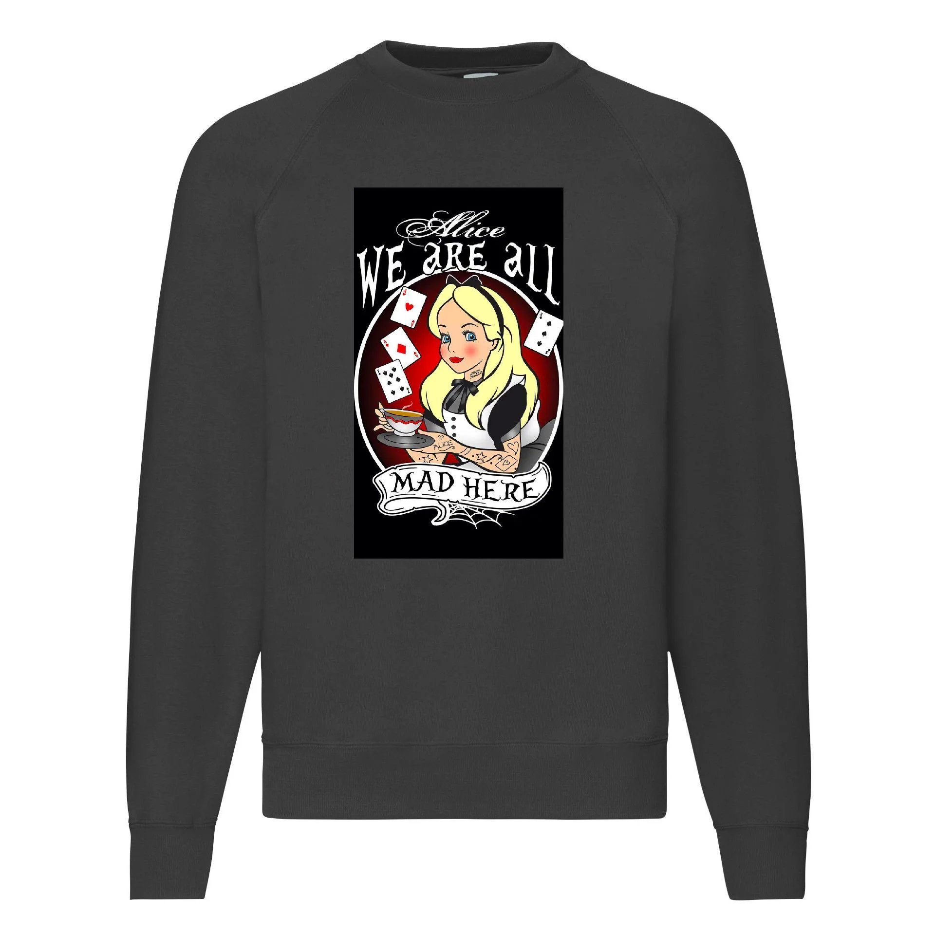 Φωτογραφία προϊόντος: Φούτερ Sweatshirt αλίκη στην χώρα των θαυμάτων Alice Fruit of the loom 80% βαμβάκι We are all mad