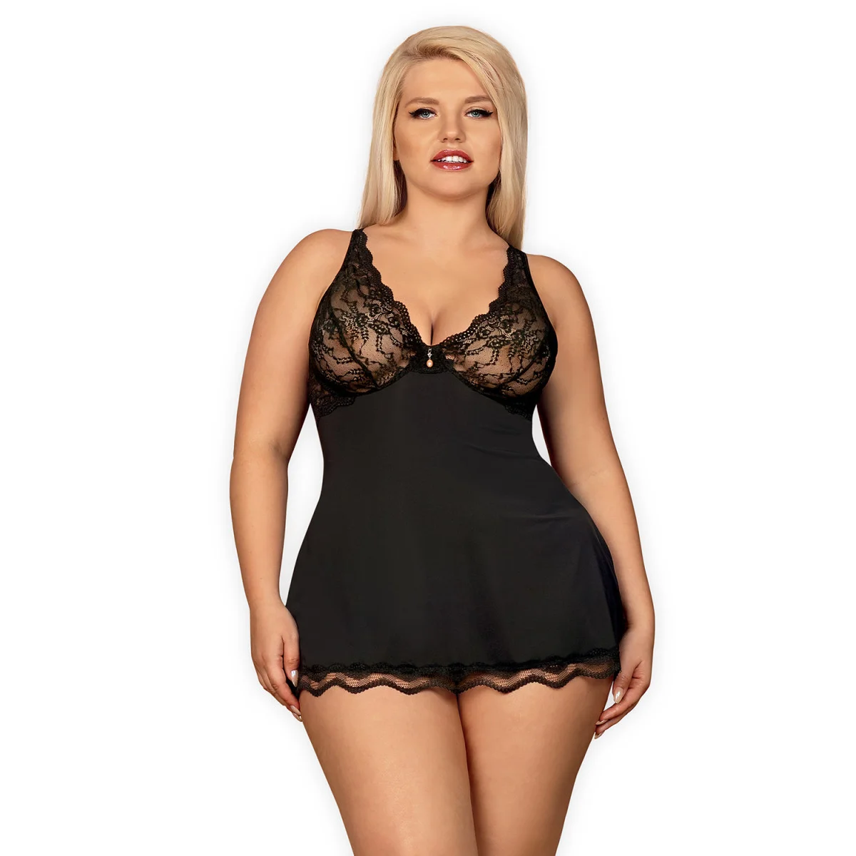 Φωτογραφία προϊόντος: Obsessive Babydoll Luvae & Slip Μαύρο Size Plus