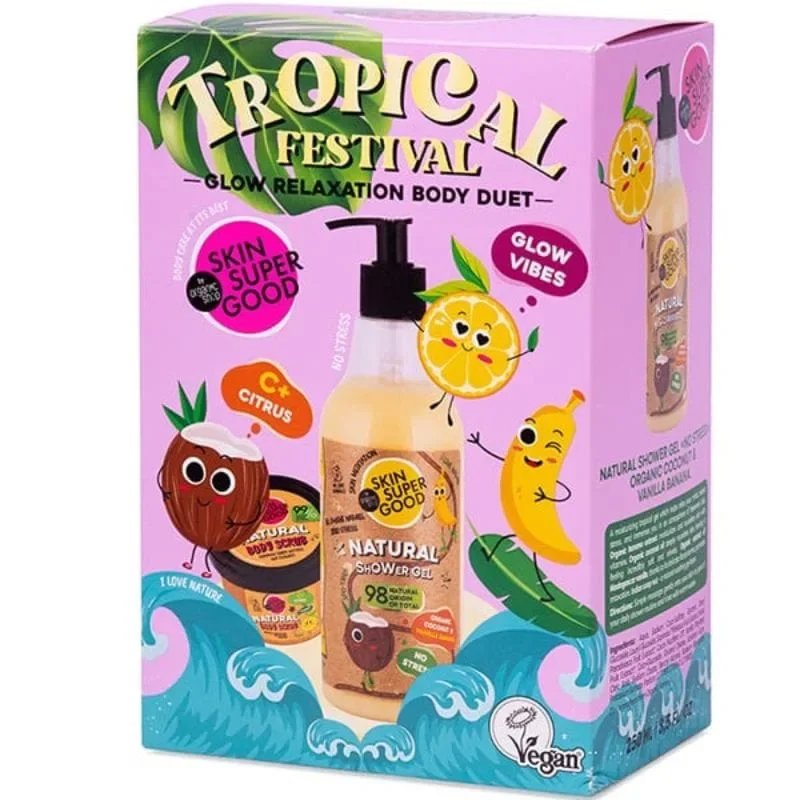 Φωτογραφία προϊόντος: Organic Shop Tropical Festival Πακέτο Promo Coconut & Vanilla Banana Shower Gel Αφρόλουτρο 250ml & Natural C+ Citrus Toning Body Scrub 100ml