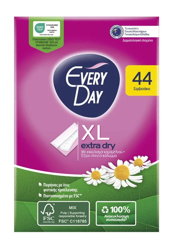Φωτογραφία προϊόντος: EVERYDAY Every Day Extra Dry Long Σερβιέτες Οικονομική Συσκευασία 44τμχ