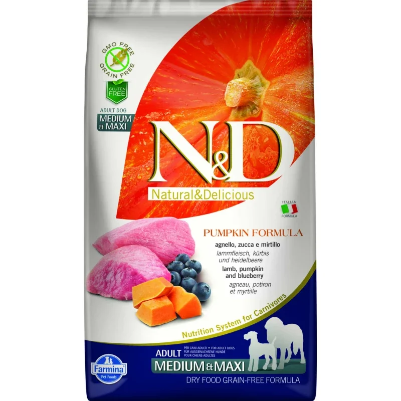 Φωτογραφία προϊόντος: N+D Grain Free Pumpkin Lamb + Blueberry Adult Medium + Maxi 12kg