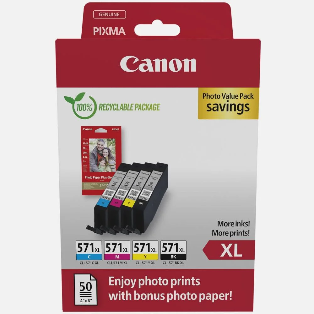 Φωτογραφία προϊόντος: Canon Μελάνι Inkjet CLI-571XL MultiPack CMYK (0332C006) (CANCLI-571XLMP)